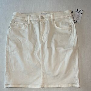 Mother Denim: High waisted cream denim skirt